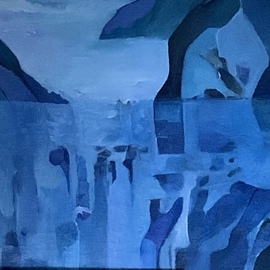 Luise Andersen: 'back to my b l u e 28 august', 2019 Oil Painting, Fantasy. Artist Description: morning of Wednesday, 28th of August 2019- i painted most of yesterday. . this is detail of painting. up to now i really very much liked e a c h version. . entranced by this one. will see where layering of transparent applied nuances lead me today. . i might alter  ...