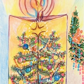 Luise Andersen: 'christmas artcard 5', 2019 Other, Other. Artist Description: finished Christmas Day. dY~SdYZ,,happy how it conveys the festive . the love. ...