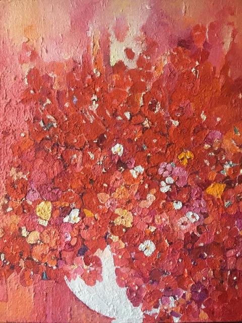Luise Andersen  'Joy To Paint Flowers 5', created in 2018, Original Fiber.