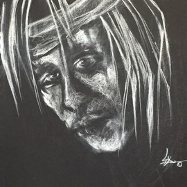 Luise Andersen: 'page 1 whte on blck', 2018 Charcoal Drawing, Other. Artist Description: March 18,2018- made a few changes.  deepened  expression . is done now. . ...