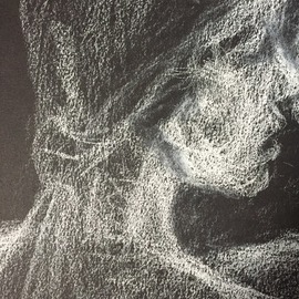 Luise Andersen: 'page 9 white on black', 2018 Charcoal Drawing, Abstract. Artist Description: Monday evening 03 19 2018- started on page 9- in beginning the way charcoal brought forward forms of female. . so i arrivedhere. . this is a detail . . ...