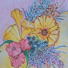 Luise Andersen: 'thank you valentine card 2g', 2018 Other Drawing, Fantasy. Artist Description: February 13,2018- . . . . know, this art card will trigger smiiileee in heart. specially with the lovely favorite color of  yellow  in it.  is created with water color pencils on white craft paper. and with a lot of love and appreciation for this precious longtime friendship : ...