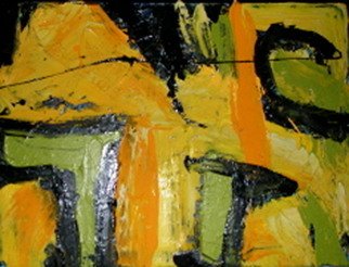 Laurie Vaughn: 'Timbuktu Redux', 2008 Acrylic Painting, Abstract Landscape.  Abstract expressionist landscape in bright yellow, orange and green, in large, acrylic impasto sweeping strokes, modernism, modernist abstract art, original canvas painting. ...