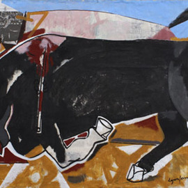 Jose Luis Lazaro Ferre: 'Bulls in Barcelona', 2006 Collage, Figurative. 