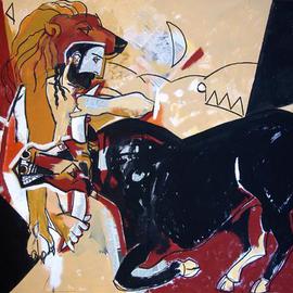 Jose Luis Lazaro Ferre: 'Hercules and the Cretan Bull', 2005 Collage, Figurative. 