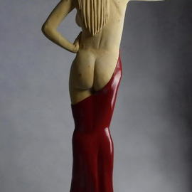 Lee Forester: 'lady in red', 2020 Wood Sculpture, Nudes. Artist Description: I started work on this sculpture at the beginning of the Spanish Covid- 19 lockdown, in March 2020. I never expected that we d still be under restrictions 9 months later, when I finished it in December 2020.Based on a local Spanish model who posed in my ...
