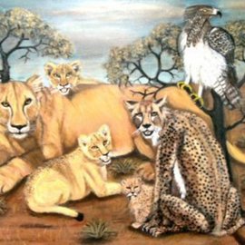 Rita Levinsohn: 'last look', 2018 Acrylic Painting, Animals. Artist Description: These animals are facing possible extinction...