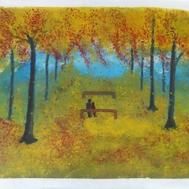 Lekshmy Sathi: 'autumn', 2020 Oil Painting, Nature. Artist Description: To portrait falling of leaves along with breeze. . . ...