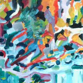 Jean Yves Lemeur: 'chemin de mer', 2008 Oil Painting, Abstract Landscape. 