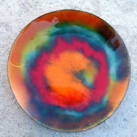 Colour Fusion Glass On Copper 10 O, Leo Evans