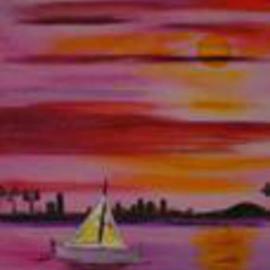 Leo Evans: 'RASPBERRY SUNSET', 2002 Acrylic Painting, Inspirational. Artist Description: RASPBERRY SUNSET. . . WAS TRULY INSPIRED, AND I ENJOYED PAINTING THIS ONE....
