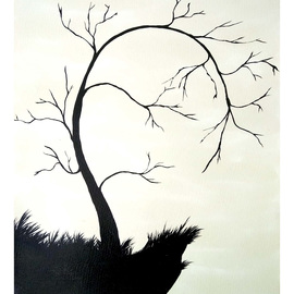 Leslie Abraham: 'Bent tree', 2017 Acrylic Painting, nature. Artist Description: Bent Tree, Art Print, Acrylic on Paper...