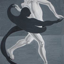 Lia Chechelashvili: 'Dancing with shadow', 1993 Gouache Drawing, Dance. Artist Description: gouache on cardboard...