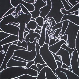 Lia Chechelashvili: 'Party', 1990 Gouache Drawing, Figurative. Artist Description:  gouache on cardboard...