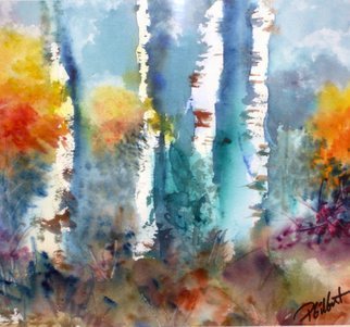 Artist: Pamela Gilbert - Title: Birches and Aspen - Medium: Watercolor - Year: 2007