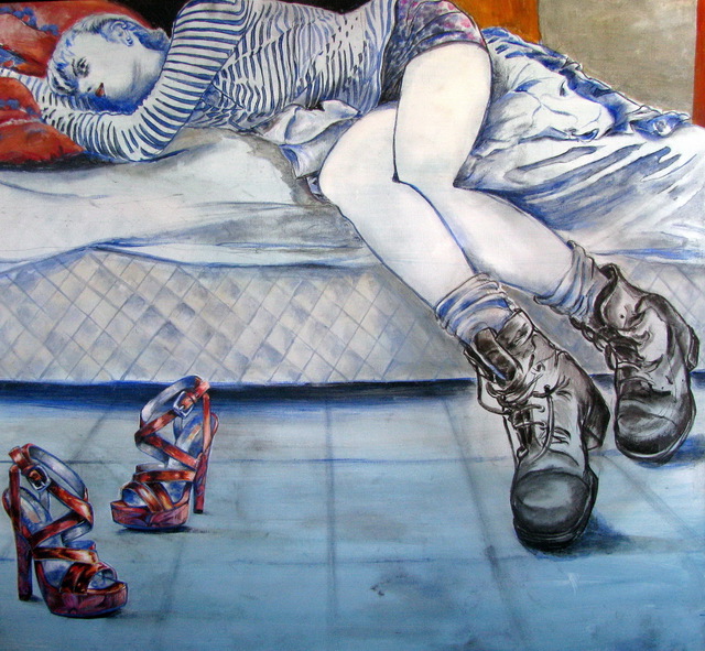 Artist Lina Golan. 'New Shoes' Artwork Image, Created in 2012, Original Painting Oil. #art #artist