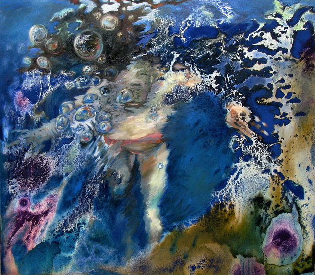 Artist Lina Golan. 'Submerging' Artwork Image, Created in 2010, Original Painting Oil. #art #artist
