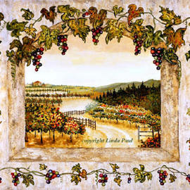 Grapes N Vines  Vineyard Painting By Linda Paul, Linda Paul