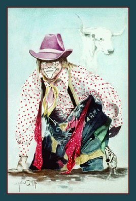 James Dailey: 'the bullfighter', 2010 Watercolor, Americana.   western, rodeo, bulls, cowboys, equine    ...