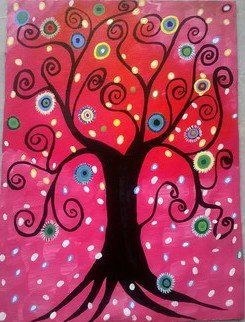 Reena Thomas: 'Tree of life', 2016 Acrylic Painting, Children. 