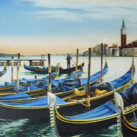 Igor Lomei: 'Venice', 2012 Oil Painting, Cityscape. Artist Description:  Boats in Venice ...
