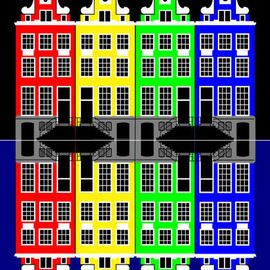 Asbjorn Lonvig Artwork Amsterdam Architecture Merchant Houses at Night, 2010 Serigraph, Abstract
