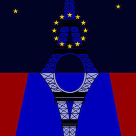 Asbjorn Lonvig Artwork Inspired by the Tour Eiffel  EU and the Palai de Chaillot, 2010 Serigraph, Abstract