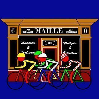 Asbjorn Lonvig: 'Stage 21 Passing Shop at 6 Place de la Madeleine', 2011 Serigraph, Sports.         They are for sale as 1 inks on Hahnemuhle quality canvas and 210 numbered and signed Fine Art prints on Hahnemuhle quality paper.Maille is famous for its oils, mustards and vinegars, for more than 260 years Maille has delighted lovers of fine food everywhere, with its sophisticated...