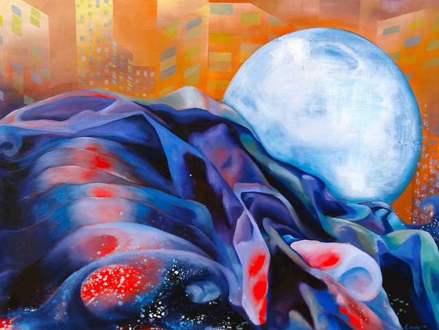 Artist Lorie Ofir . 'Lunar Tide' Artwork Image, Created in 2012, Original Painting Oil. #art #artist