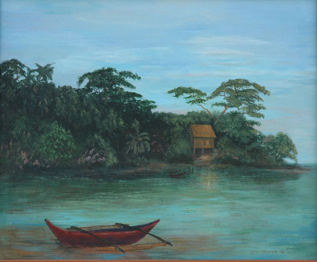 Artist Lorrie Williamson. 'Mystery Of The Red Canoe' Artwork Image, Created in 2003, Original Pastel Oil. #art #artist