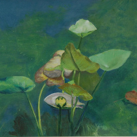 Lorrie Williamson: 'The Bonnet Lily', 2004 Oil Painting, nature. Artist Description:  The Bonnet House Series.  The yellow bonnet lily gave the Bonnet House its name.  It grows in the fresh water lagoon behind the mansion. ...