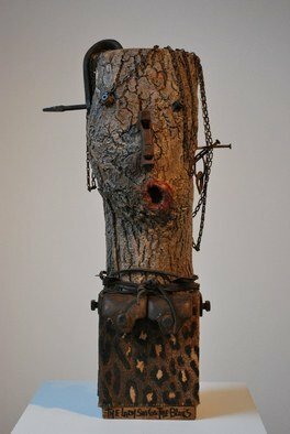 Louise Parenteau: 'THE LADY SINGS THE BLUES', 2008 Mixed Media Sculpture, Ethnic.   Scrap material: Wood, metal, leather, found objects.    Scrap material:wood, metal, leather, found objects  ...