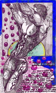 Antonio Garrett: 'Joey Quales', 1999 Pencil Drawing, Erotic.                Prints arrive- loose un- matted. Color variations are as seen. ALL prints DO NOT include watermark. Material- Color Pencils, graphite and Photoshop techniques.ALL prints- DO NOT include watermark.                   ...