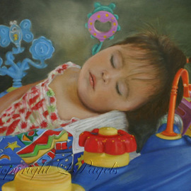 Laurie Pagels: 'Sweet Dreams', 2009 Oil Painting, Children. Artist Description:  Oil on stretched canvas. ...