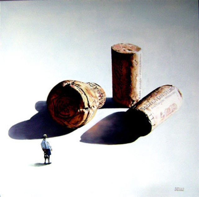 Camilo Lucarini  'Corks With Woman', created in 2008, Original Painting Oil.