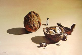 Camilo Lucarini: 'Nuts with puppy', 2009 Oil Painting, Abstract Figurative.  Oversized nuts with my pet ...