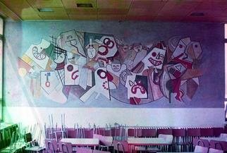 Lucia Timis: 'Composition 03', 1978 Other Painting, Abstract. Mural Painting- Al secco,Egg Tempera,High School Cafeteria,Cluj, Romania...
