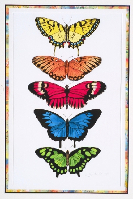 Artist Lucy Arnold. 'Rainbow Butterflies' Artwork Image, Created in 2002, Original Watercolor. #art #artist