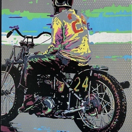 Ludo Knaepkens: '24', 2022 Acrylic Painting, Motorcycle. Artist Description: Popart: acryl on canvas...