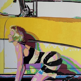 Ludo Knaepkens: 'yellow cadillac', 2022 Acrylic Painting, Automotive. Artist Description: Popart: acryl on canvas...