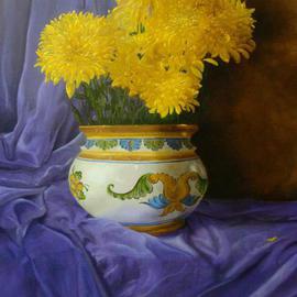 Luiz Henrique Azevedo: 'Chrysanthemums', 2015 Oil Painting, Still Life. Artist Description:  Chrysanthemums. ...