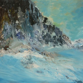 Tom Lund-lack: 'Rockface and snow', 2006 Oil Painting, Abstract Landscape. Artist Description:  An impasto landscape done on the spur of the moment and totally from my imagination.  I used my palette knives with great gusto on this nsmall painting! ...