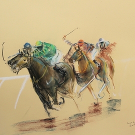 Tom Lund-lack: 'energy 23', 2019 Pastel, Equine. Artist Description: Harder to do than they look, no mistakes allowed.  In this series of pastels the title reflects the energy of the sport of horse racing and the execution of the piece.  The support is 300GSM Mi Teintes pastel paper. ...