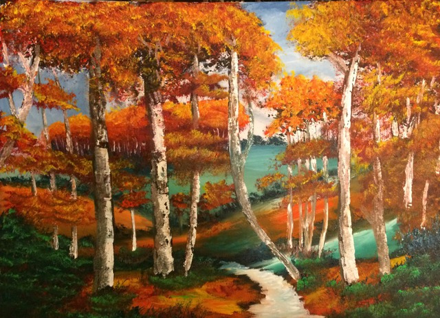 Artist Leonard Parker. 'Fall Forest Landscape' Artwork Image, Created in 2016, Original Painting Oil. #art #artist