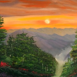 Glorious Mountain Sunset By Leonard Parker