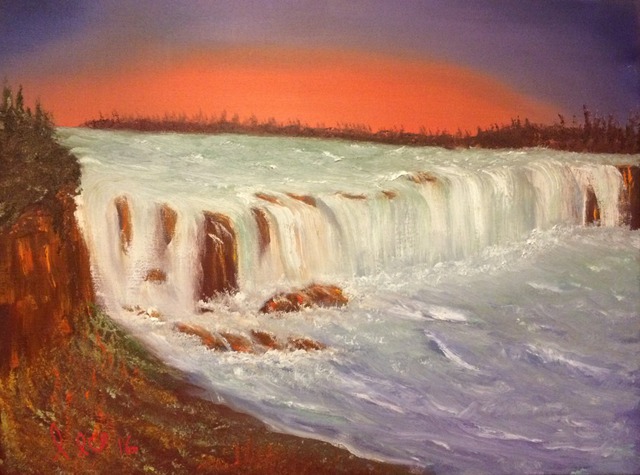 Leonard Parker  'Niagra Falls', created in 2016, Original Painting Oil.