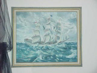 Leonard Parker: 'Ship', 1998 Oil Painting, Seascape. 