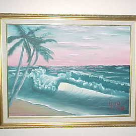 Leonard Parker: 'Tropical Wave', 1994 Oil Painting, Seascape. 