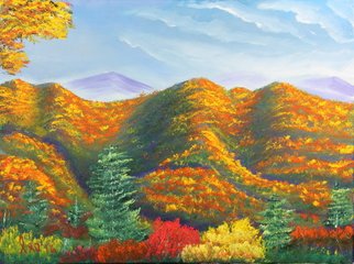 Leonard Parker: 'smoky mountain in the fall', 2016 Oil Painting, Landscape. 