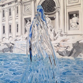 Valeria Latorre: 'Aqua Virgo', 2016 Acrylic Painting, nature. Artist Description:  Photorealistic painting of water in movement.Aqua Virgo is one of the acqueducts that supplied water to Rome for more than 400 years. It has its terminal point at Fontana di Trevi, Rome. ...
